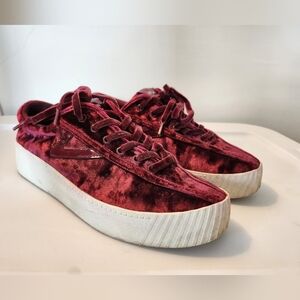 Velvet Burgundy Platform Sneakers
